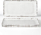 4-Pack 14" x 7" White Serving platter Set, Reusable Farmhouse Melamine Serving Platters for Cookie, Appetizer, Charcuterie, Snack, Party Food Display - Stackable Kitchen CounterTop Tray.