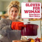 KITCHEN PERFECTION Silicone Smoker Oven Gloves For Women -Extreme Heat Resistant BBQ Gloves -Handle Hot Food Right on Your Smoker Grill Fryer|Waterproof Oven Mitts Grill Gloves |Superior Set+3 Bonuses