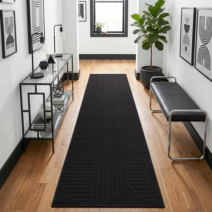 Findosom Washable Runner Rug 2x8, Geometric High-Low Textured Non Slip Hallway - Image 3