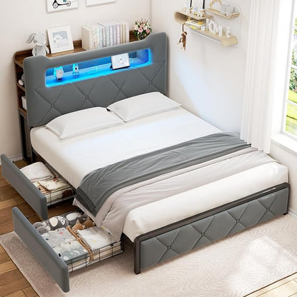 Jocoevol Queen Upholstered LED Bed Frame - Image 3