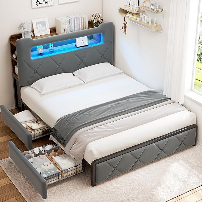 Jocoevol Full Upholstered LED Bed Frame - Image 3