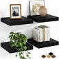 Fun Memories Floating Shelves for Wall, 9.3 Inch Set of 4 Rustic Wood Wall by FunMemories