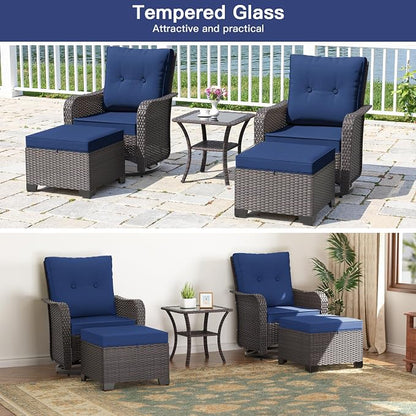 ALAULM 5-Piece Outdoor Swivel Rocking Chair Set - Image 6