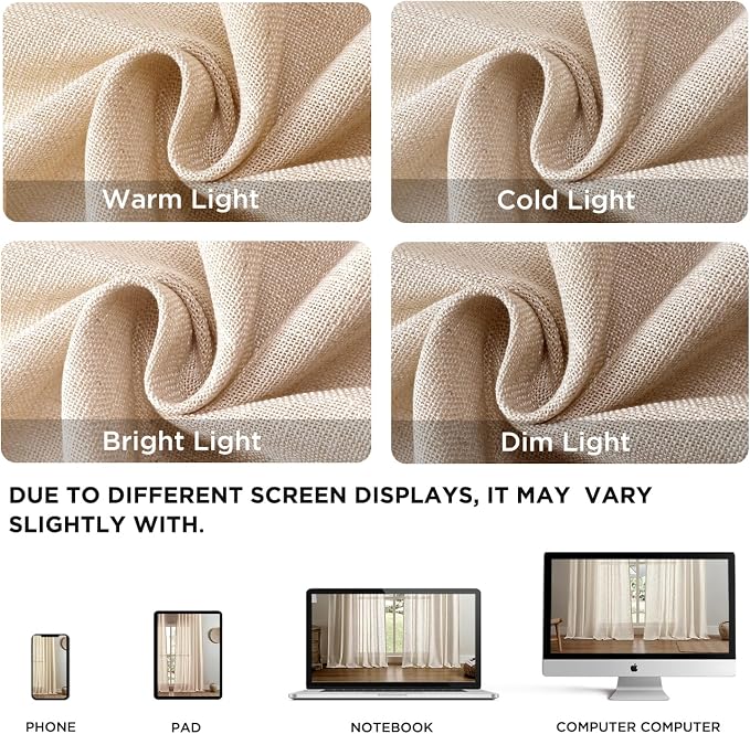 Joydeco Linen Curtains 72 Inch Length 2 Panel Sets, Light Filtering Curtains - Image 3