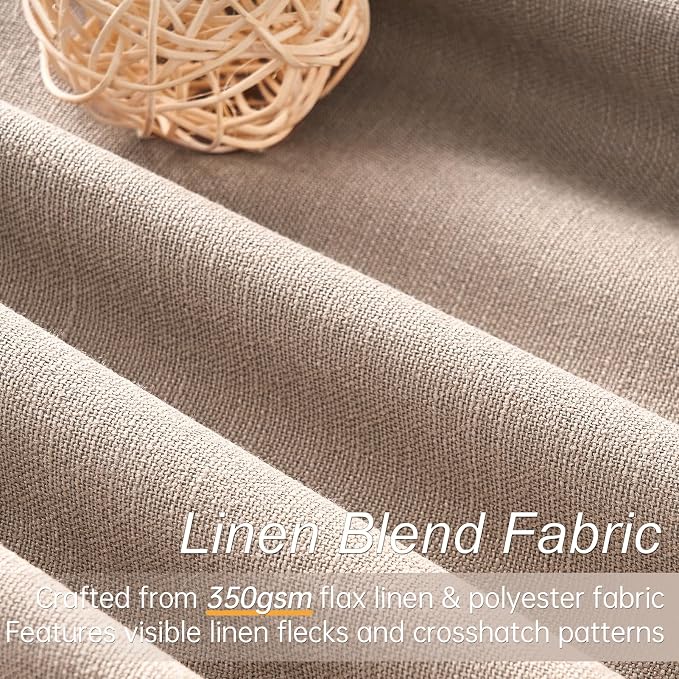 Topfinel Natural Beige Linen Blackout Curtains 2 Panels 63 Inch - Image 2