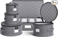 YearningHome China Storage Containers,Hard Shell Box with Felt Dividers for Dishes,Dinnerware,Plates,Mugs,Wine and Glasses,Mugs,Stackable Fine China Storage for Moving and Packing 5 Piece,Grey