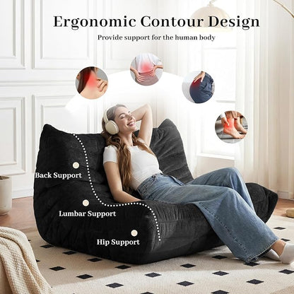 Bean Bag Chair, 2 Seater Lazy Bean Bag Sofa Memory Foam Couch, Giant Bean Bag - Image 7