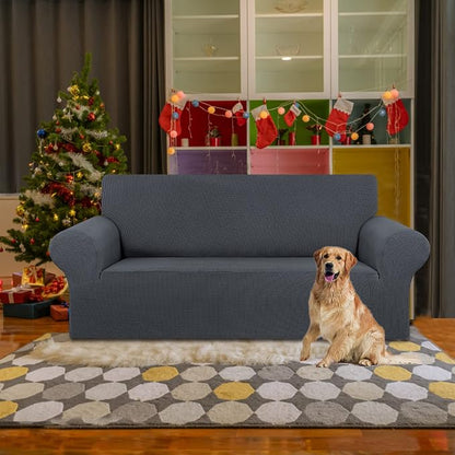 Stretch Loveseat Couch Cover, 2 Cushion Couch Slipcover, Charcoal | 1-Piece - Image 2