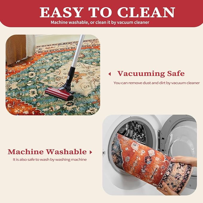 SERISSA 2x3 Washable Non Slip Boho Small Area Rug - Image 3