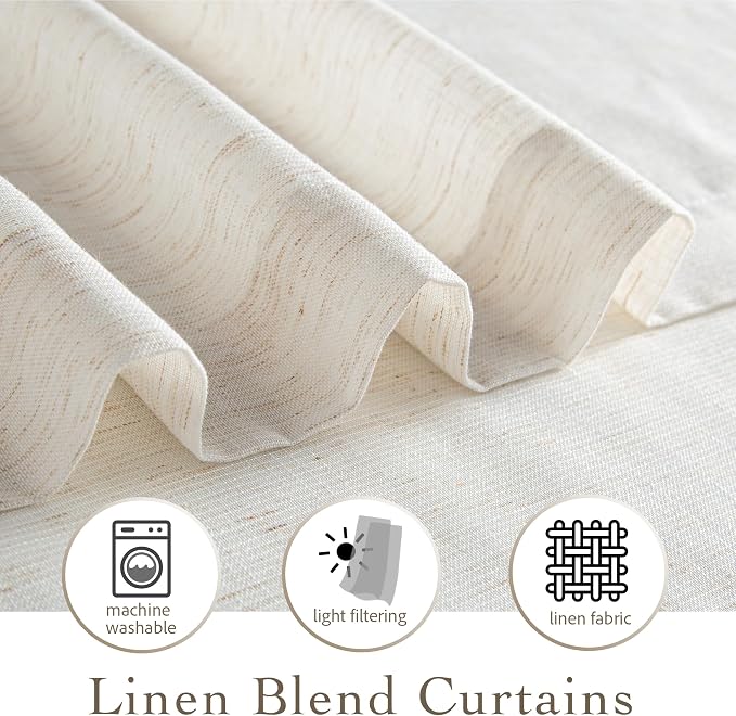 RYB HOME Linen Semi Sheer Curtains - Image 5