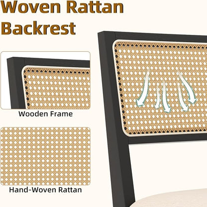 Westice Rattan Dining Chairs Set of 2, Farmhouse Natural Dining Room Chairs - Image 4