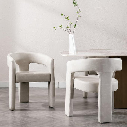 RIVOVA Modern Barrel Dining Chairs Set of 2, PU Leather Upholstered Accent Side - Image 3