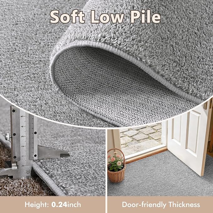5x7 Grey Area Rug Washable Non-Slip Soft Thin - Image 5