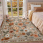 RELEANY Floral Washable 4x6 Area Rugs Brown/Brick | Flower Carpet Print Boho by RELEANY