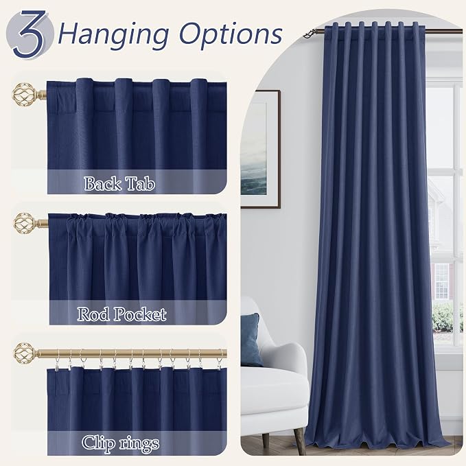 100% Blackout Curtains 102 Inch Length 2 Panels Set - Image 6