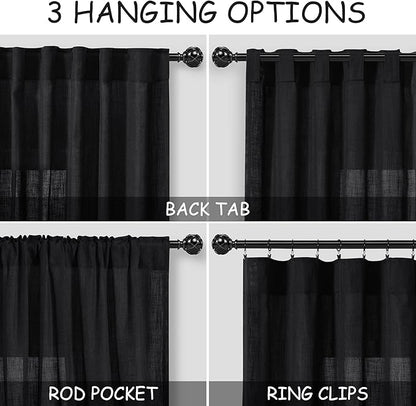 Black Linen Curtains 90 Inches Long - Image 2