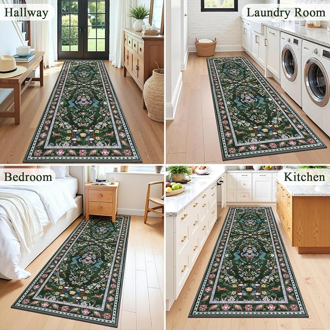 HEBE Hallway Runner Rug 2'x6', Washable Non Slip Kitchen Rug Runner | Soft Boho - Image 7