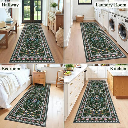 HEBE Hallway Runner Rug 2'x6', Washable Non Slip Kitchen Rug Runner | Soft Boho - Image 7