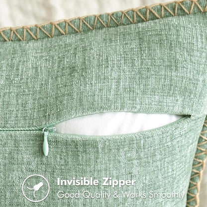 MIULEE Decorative Couch Throw Pillow Covers 18x18 Inch Greyish Green 2 Pack | - Image 3