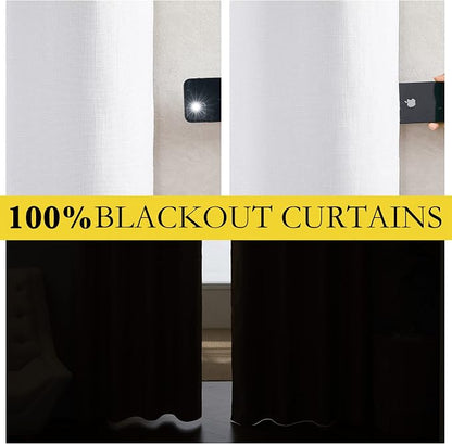 NICETOWN Back Tab 100% Blackout Linen Curtains - Image 3