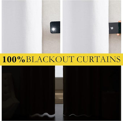 NICETOWN 100% Absolutely Blackout Linen Curtains - Image 2
