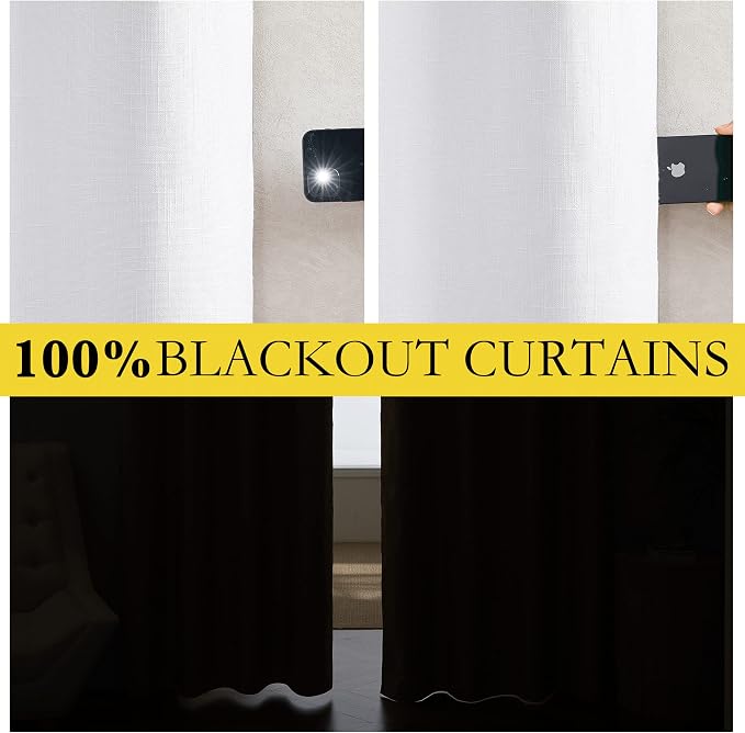 NICETOWN Rod Pocket 100% Blackout Linen Curtains - Image 3