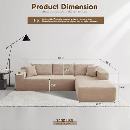 ovios 104" Cloud Boneless Couch - Image 2