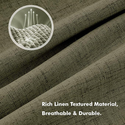 MIULEE 100% Blackout Linen Curtains 42 x 90 Inch Light Olive Green 2 Panels | - Image 3
