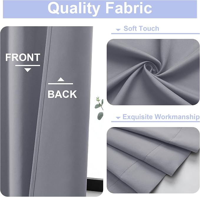 Simplebrand Ava Silver Grey Short 36 Inches Blackout Curtain 2 Panels Set - Image 3