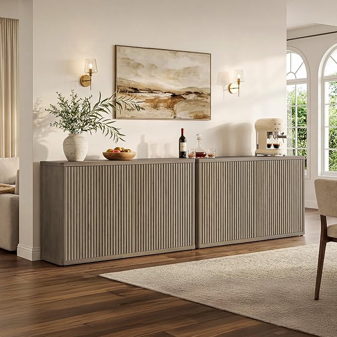 SICOTAS Buffet Cabinet with Storage Accent Sideboard with 4 Doors 66.3" Wide - Image 3