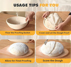 Sourdough Bread Baking Supplies, Bakery Premium Round Banneton Basket 2 Pack with Liner - Perfect Brotform Proofing Basket for Making Beautiful Bread