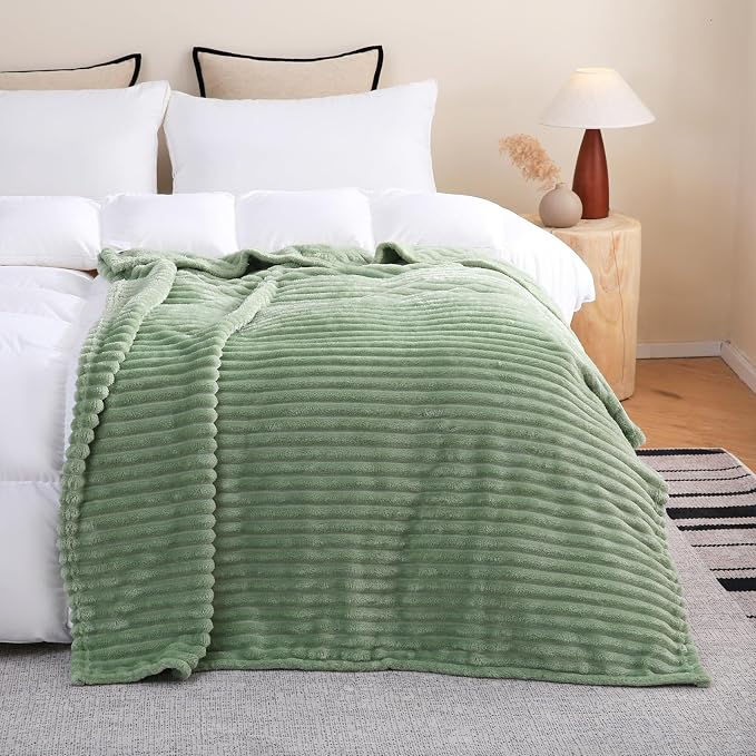 Sage Green Fleece Throw Blanket 90”×90” - Image 2