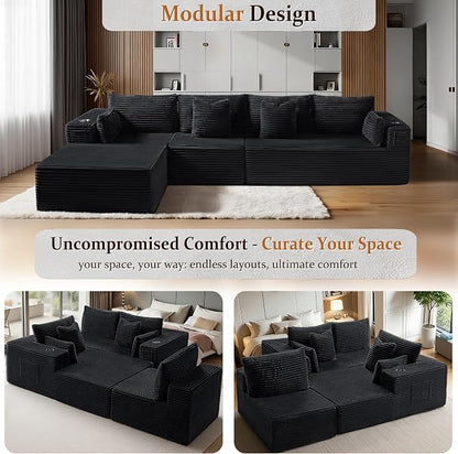 138" Cloud Sectional Couch, Comfort L Shaped Boneless Couch - Image 6