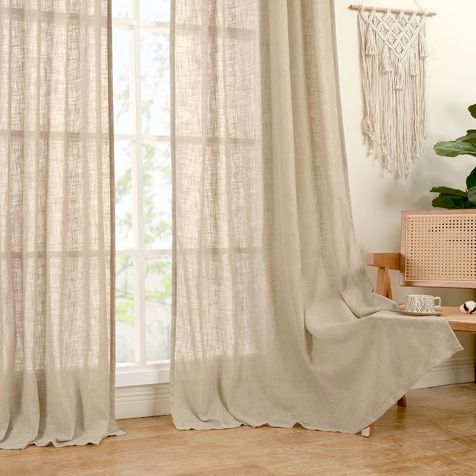 Semi Sheer Linen Curtains 60 Inch Length - Image 9