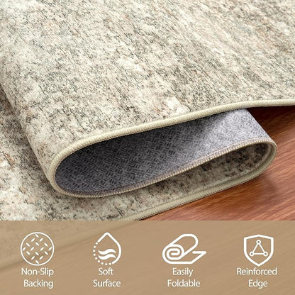 Aelenmu 10x14 Area Rugs for Living Room Washable Dining Room Beige Brown | - Image 3