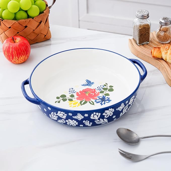 Wisenvoy Pie Pan Ceramic Pie Dish 9.8 Inches Pie Plate Porcelain Deep Dish Pie Pan Non-Stick Pie Pans