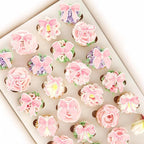Gyufise 50Pcs Edible Pink Bowknot Cupcake Toppers Wafer Paper Bowknot Cake Dessert Picks Drink Topper Baby Shower Princess Cupcake Toppers for Birthday Party Decoration Supplies