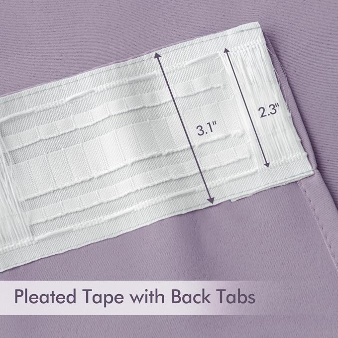 MIULEE Lilac Back Tab Blackout Curtains 52x84 Inch Length 2 Panels Set | Rod - Image 4