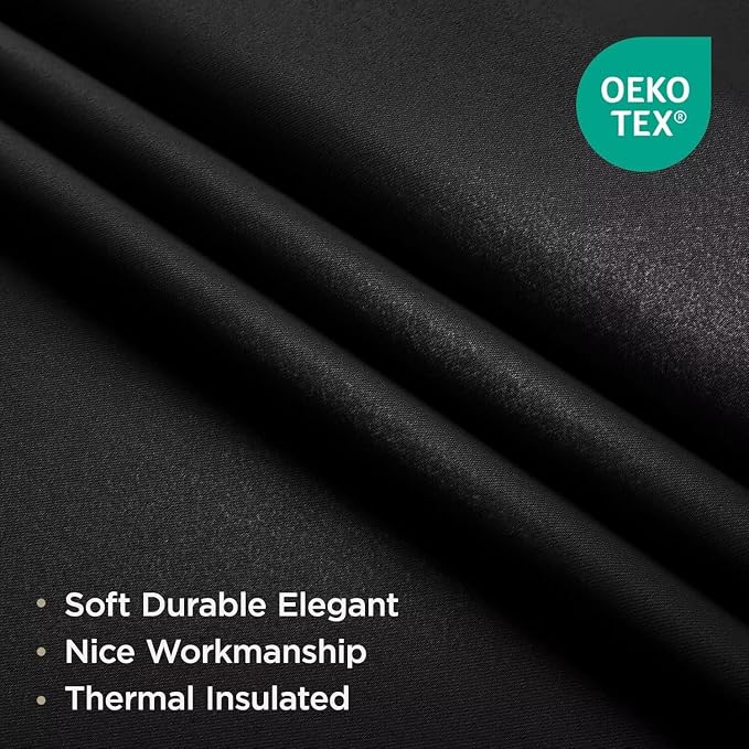 Joydeco 84 Inch Black Curtains 2 Panels Set, Room Darkening Drapes - Image 2