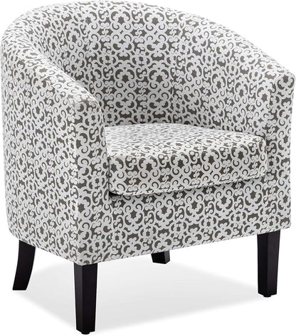 BELLEZE Accent Barrel Chair, Linen Round Chair Club Tub Sofa Corner Chair by BELLEZE