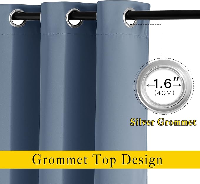 NICETOWN Blackout Living Room Curtains Extra Wide, Triple Weave Grommet Top - Image 2