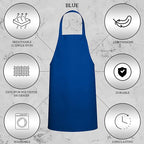 GREEN LIFESTYLE 120 Pack Professional Chef Apron – Grilling Aprons for Men, Waterproof Cooking Apron for BBQ, Work or Restaurant Use, Kitchen Aprons for Women – Royal Blue, No Pockets