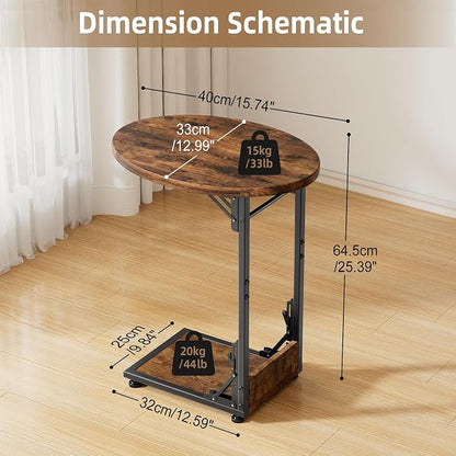 Elbourn Folding Side Table End Couch Tables, Metal Frame C-Shaped TV Stand - Image 3