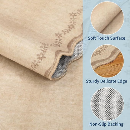 GarveeHome 2.5x8 Scalloped Washable Runner Rug Non Slip Hallway Kitchen Rug | - Image 6