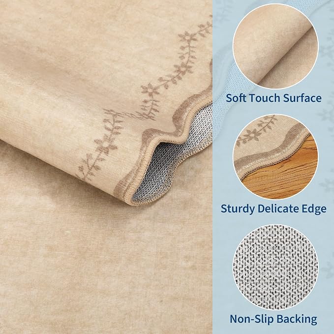 GarveeHome 2.5x10 Scalloped Washable Runner Rug Long Hallway Kitchen Rug | Soft - Image 4