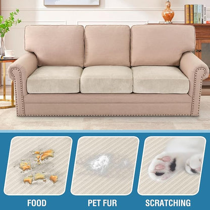 H.VERSAILTEX Velvet Stretch Couch Cushion Cover Plush Cushion Slipcover - Image 3