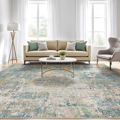 LOONGRUG 7x9 Area Rug Washable Large Neutral Modern Living Room Rugs | Abstract - Image 5