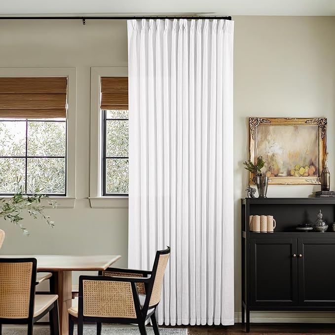 Snow White Linen Pinch Pleated Curtains 86 Inches Long 2 Panels | Textured Linen - Image 9