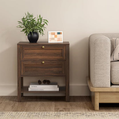 EYYTHUNG Brown Nightstand Set of 2, Wooden Farmhouse Floor Night Stand - Image 7
