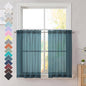 Dusty Blue Sheer Curtains 36 inches Long, Short Kitchen Window Treatment Solid by OVZME